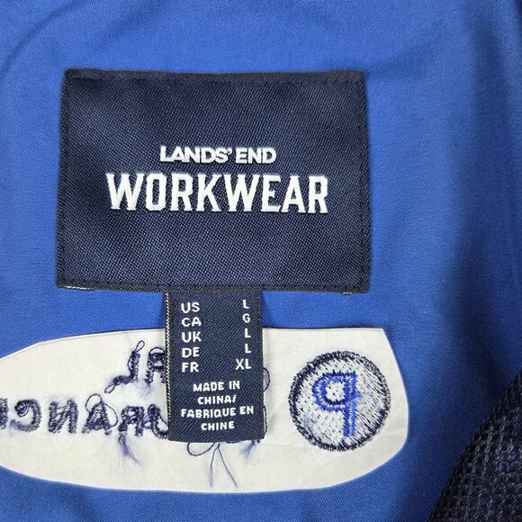 Lands' End Workwear 1/4 Zip Windbreaker Size Large Pearl Insurance Logo on back - Picture 11 of 15